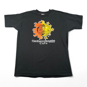 Vintage Coffee Shop Shirt Adult EXTRA LARGE Black Northern Grounds Cafe Sun Moon
